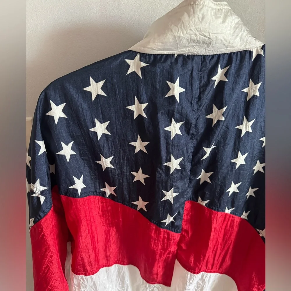 Vintage 80s Retro Solare Sporta Stars Stripes Americana Style Windbreaker Jacket - Picture 5 of 10